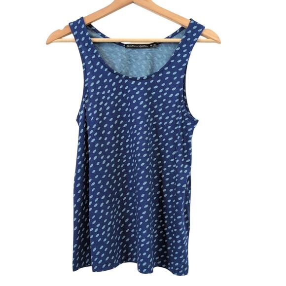 Gudrun Sjoden Blue Tank Top XS - Polka Dot Artsy Graphic Cotton Organic Modal - Picture 1 of 6